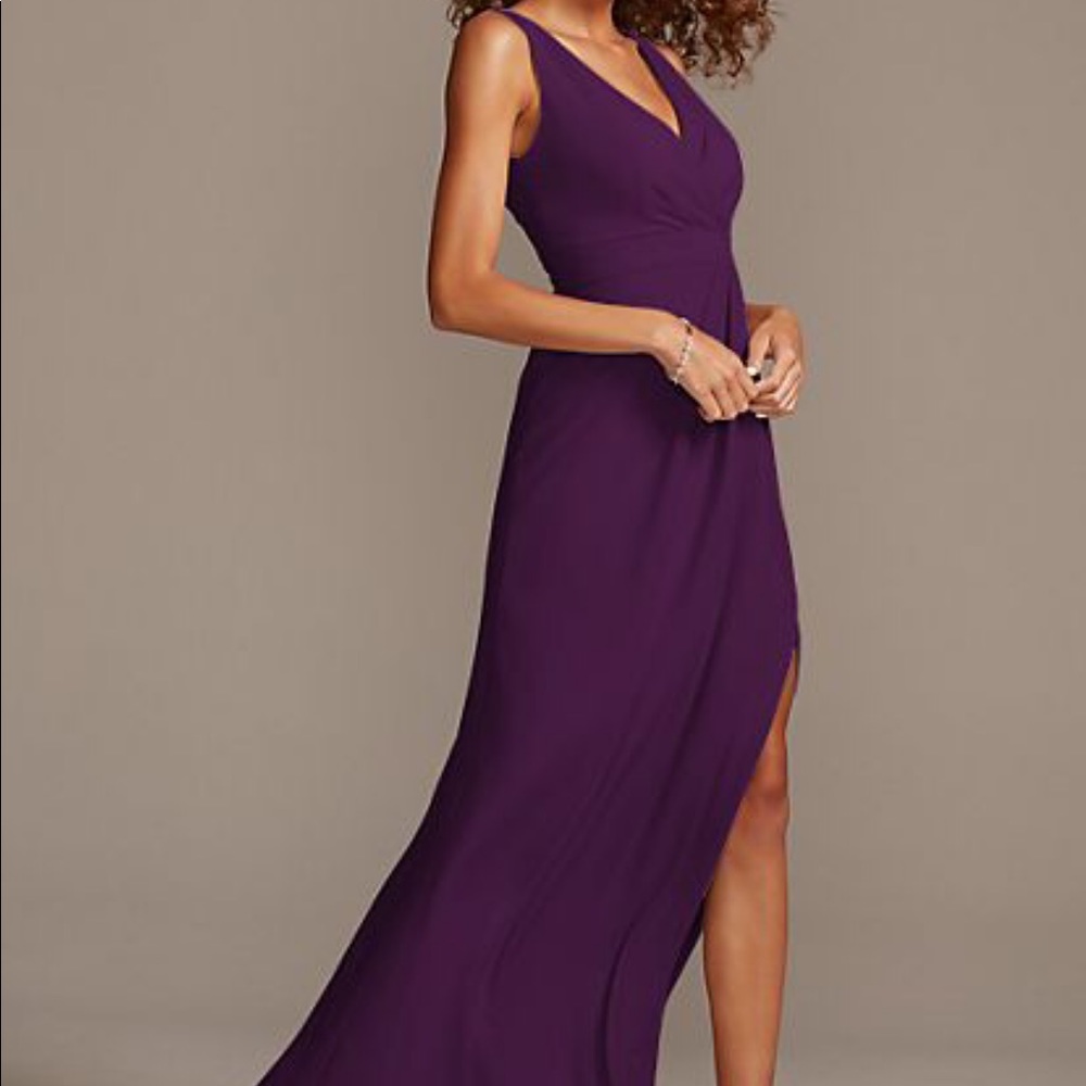 Davids bridal pleated tank stretch crepe dress